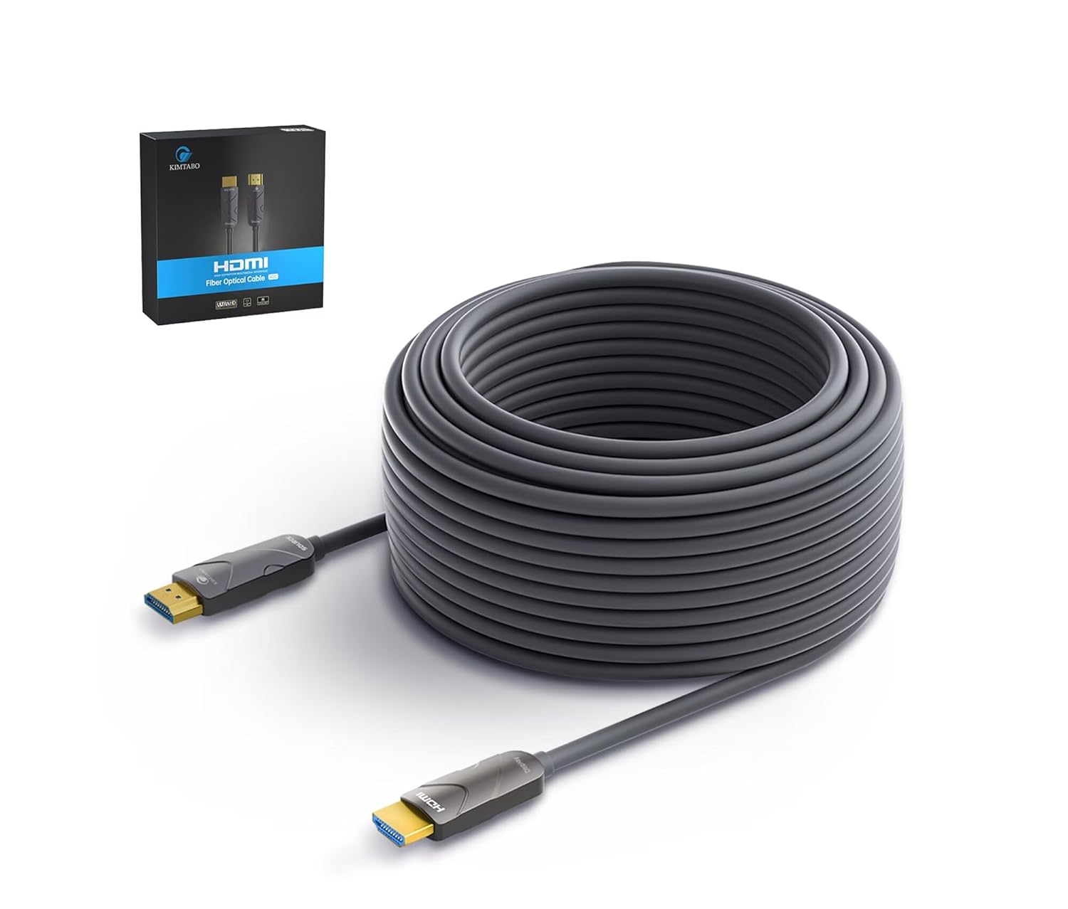 4K HDMI Cable 100 ft，Fiber Optic HDMI Cord (HDMI2.0b, 18Gbps, 4K 60Hz 4:4:4 RGB, 1080p), Ultra High Speed Uni-Directional Active Slim Cord, Compatible with PC Laptop PS3 PS4 Projector HDTV