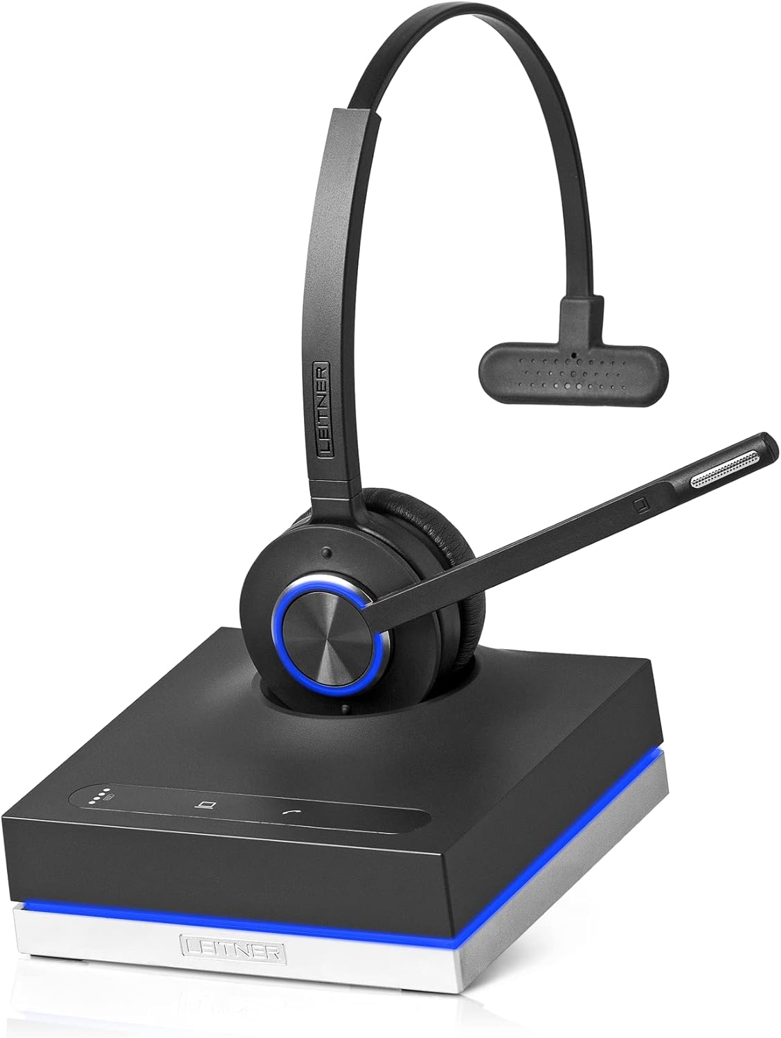 Leitner LH570 2-in-1 Wireless Office Headset with Mic – Computer & Telephone Headset – DECT Headset (NOT Bluetooth) – 5 Year Warranty – Phone Headsets for Office Phones – Best Headset for Noisy Office