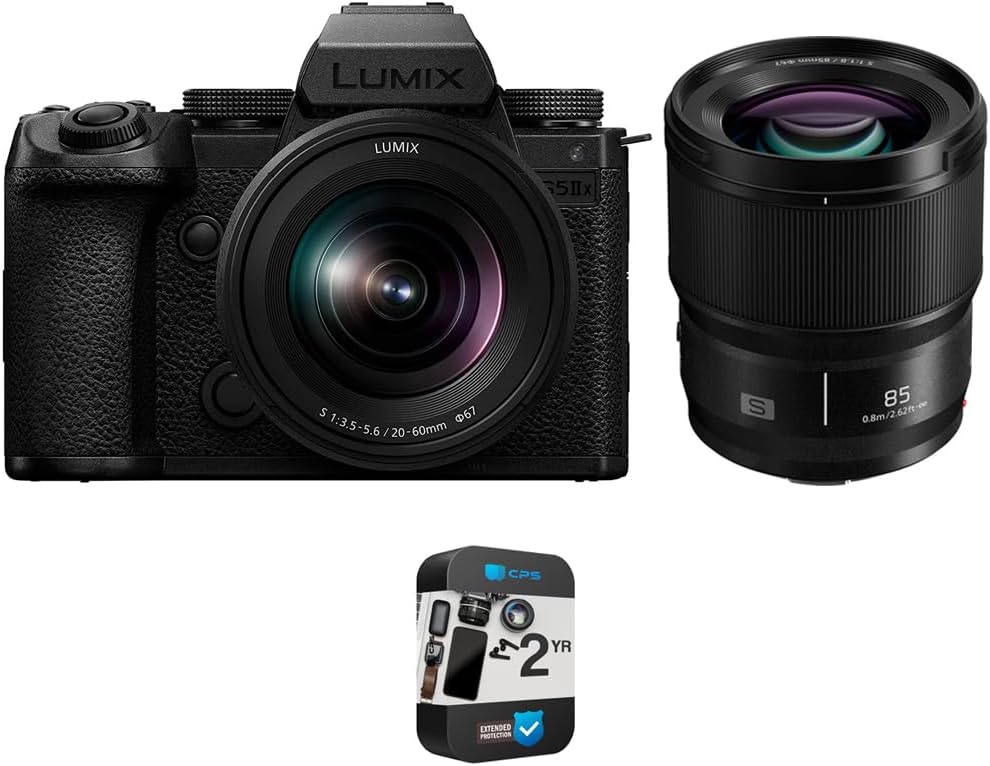 Panasonic DC-S5M2XKK Lumix S5IIX Full-Frame Mirrorless Camera with 20-60mm f/3.5-5.6 Lens + LUMIX S 85mm F1.8 Lens Bundle with 2 YR CPS Enhanced Protection Pack