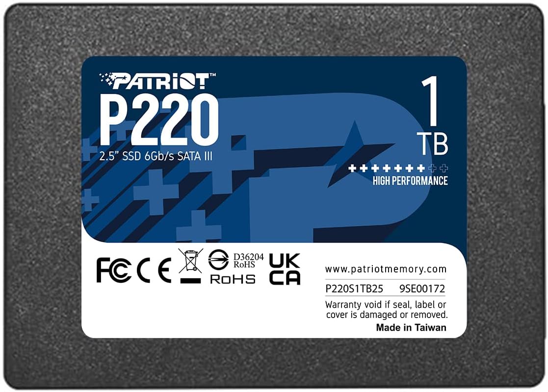 Patriot P220 1TB Internal SSD – SATA 3 2.5″ – Solid State Drive – P220S1TB25