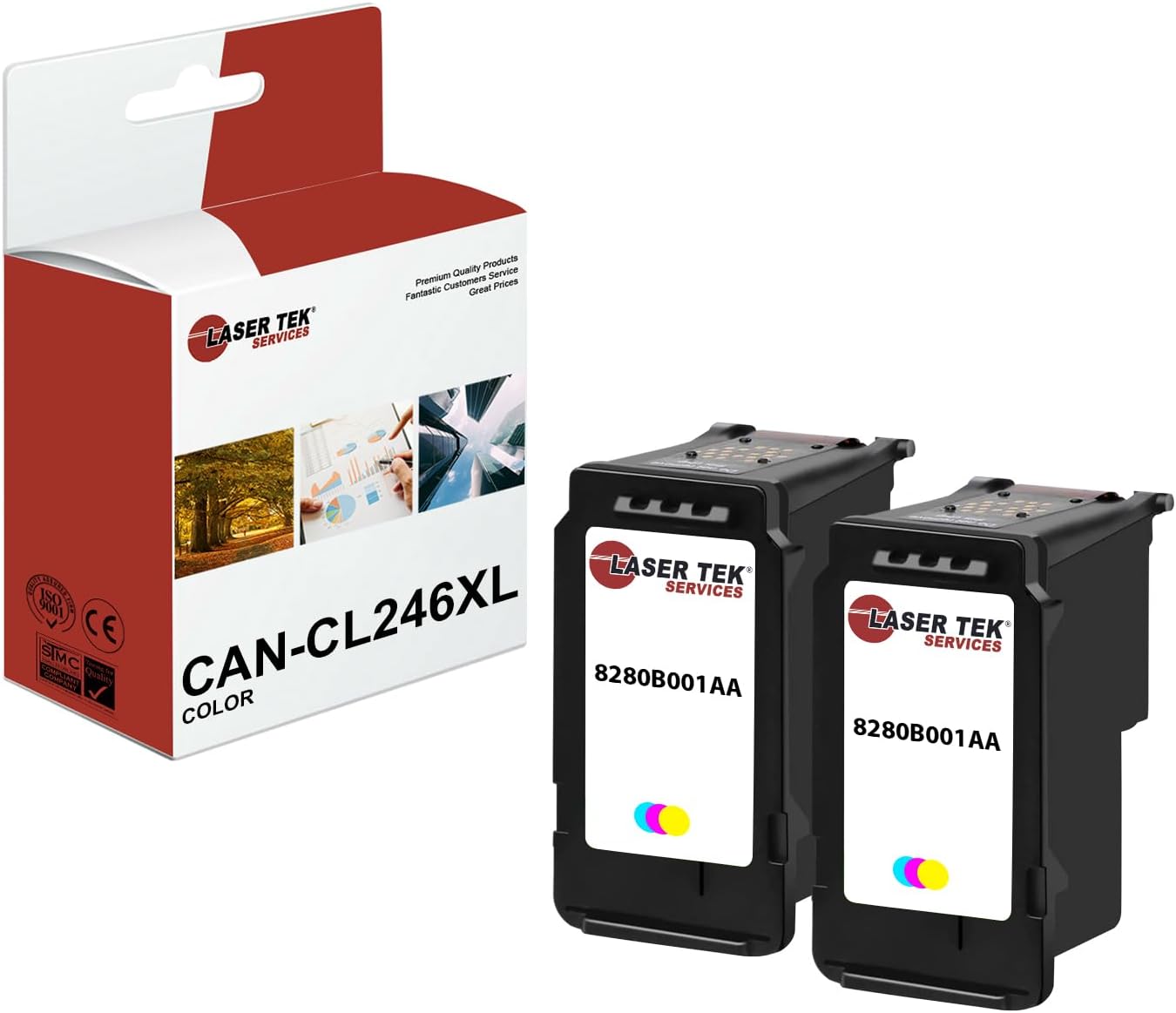 Laser Tek Services Compatible Ink Cartridge Replacement for CL246XL 8280B001AA High Yield Works with Canon Pixma iP2820 MG2420 MG2520 MG2920, MX492 Printers (Tri-Color, 2 Pack)- 300 Pages