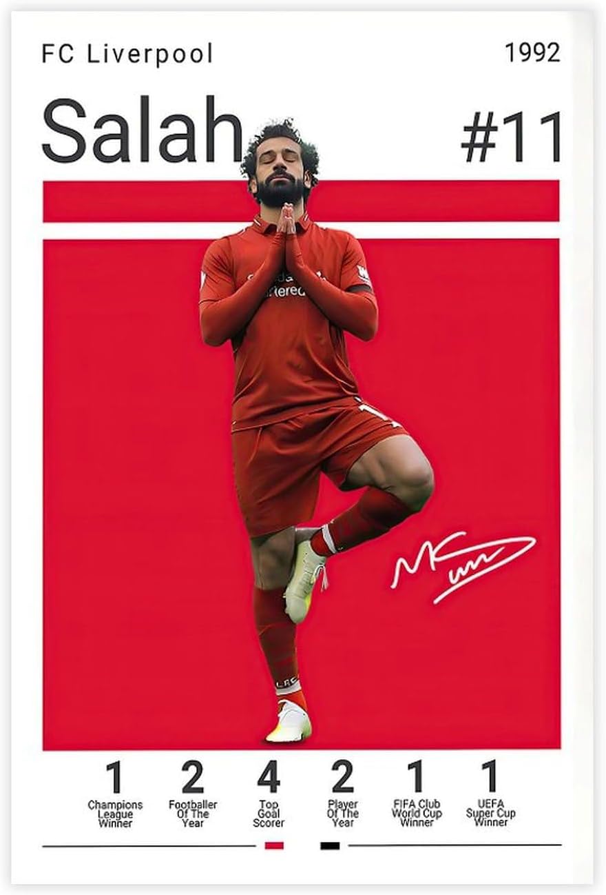 EVDHXG Mohamed Salah Soccer Poster Canvas Soccer Bedroom Decor Landscape Office Room Decor Gift Unframe: 12x18inch(30x45cm)