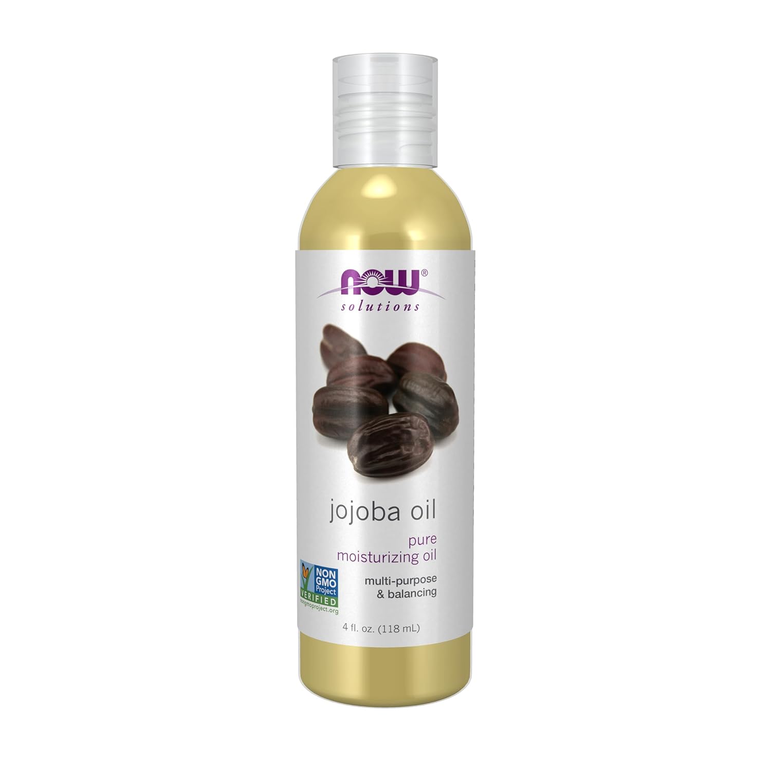 NOW Foods Solutions, Jojoba Oil, 100% Pure Moisturizing, Multi-Purpose Oil for Face, Hair and Body, 4-Ounce