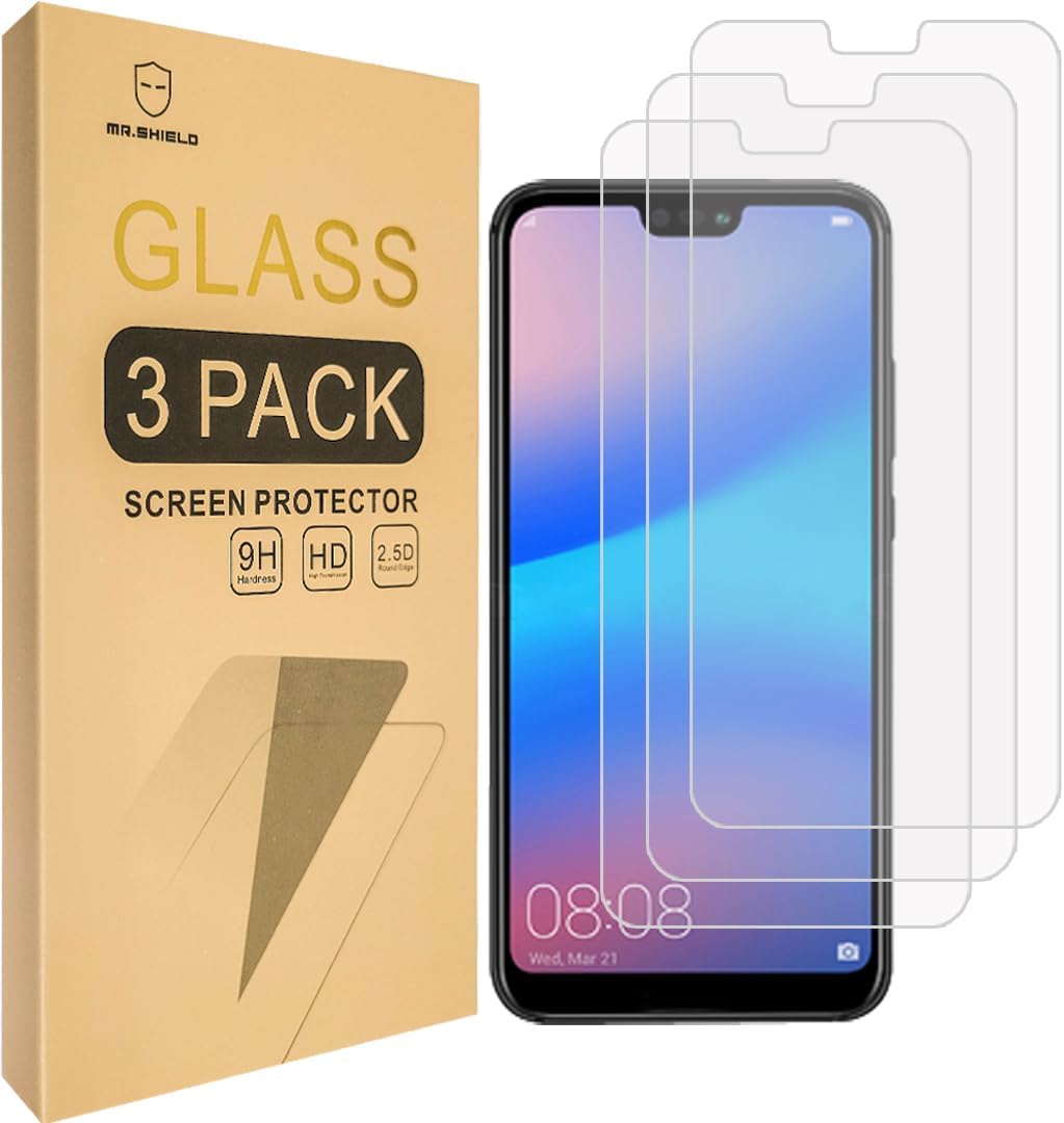 Mr.Shield [3-PACK] Designed For Huawei P20 Lite [Tempered Glass] Screen Protector with Lifetime Replacement