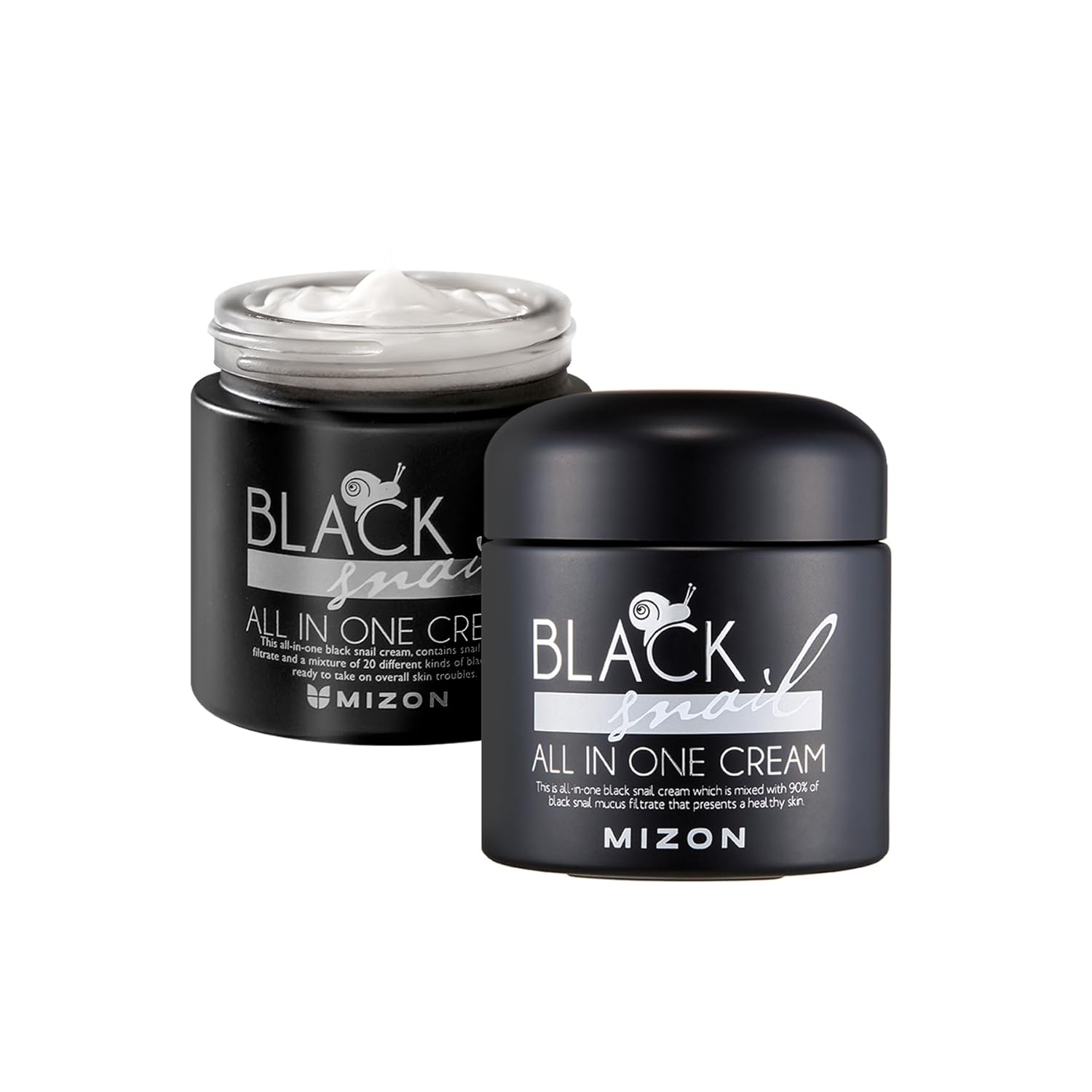 MIZON Black Snail All In One Cream, Premium, Snail Repair Cream, Intensive Care, Korean Skin Care, Facial Moisturizing, Snail Mucin Extract, Wrinkle Care, Firming (75ml / 2.54 fl oz)