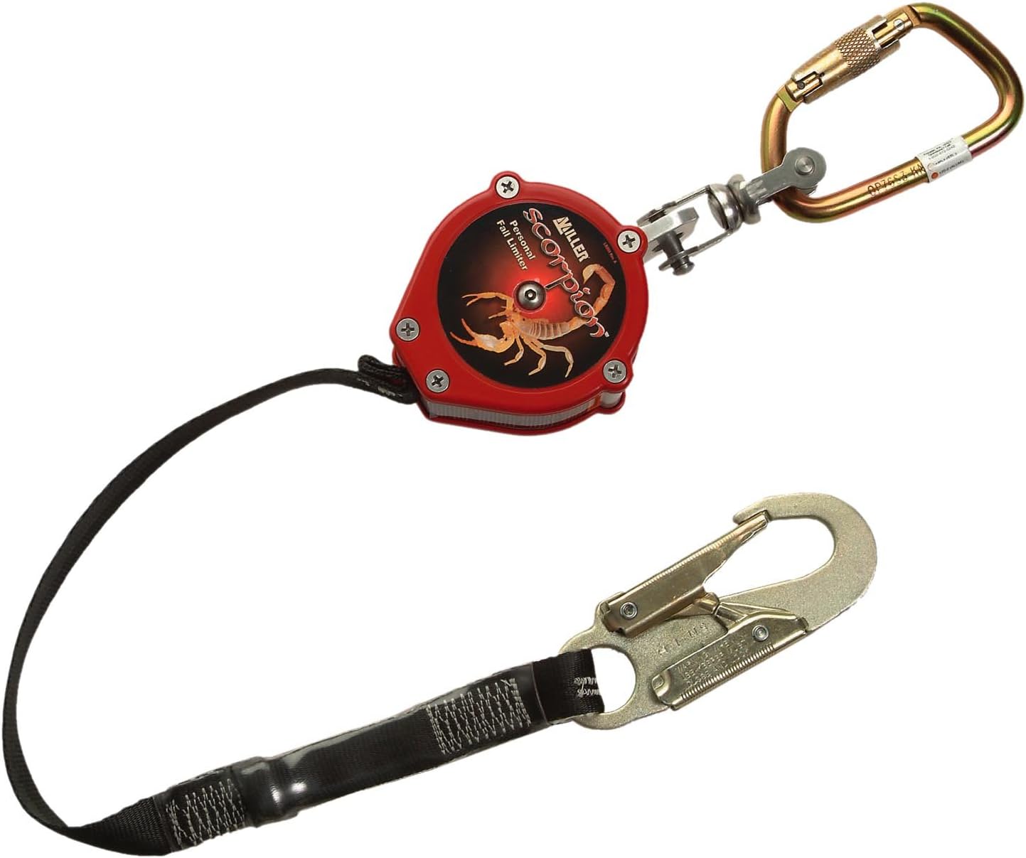 Miller Honeywell Home Miller Scorpion 9-Foot Personal Fall Limiter with Twist-Lock Carabiner/Swivel Shackle and Locking Snap Hook, 310 lb. Capacity (PFL-4-Z7/9FT), Red