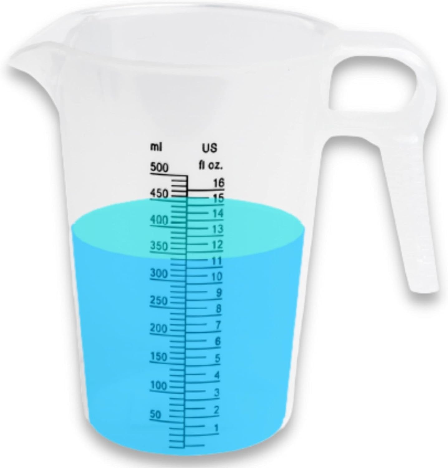 16oz (2 Cup) Measuring Pitcher, Plastic, Multipurpose – Great for Oil, Chemicals, Pool and Lawn – Ounce (oz) and Milliliter (mL) Increments (500 mL)