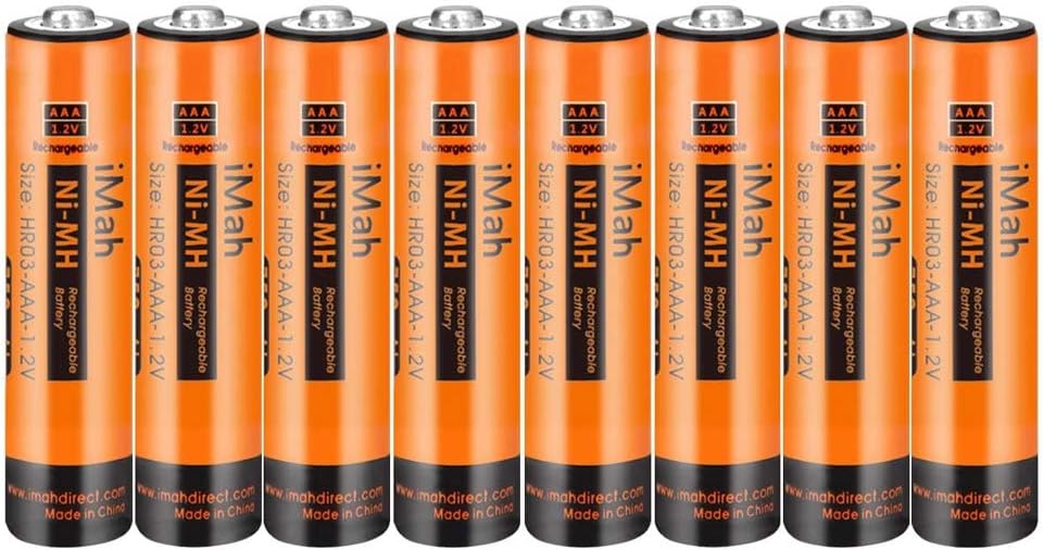 8-Pack iMah 1.2V 750mAh Ni-MH AAA Rechargeable Batteries for Panasonic Cordless Phone Also Compatible with BK30AAABU BK40AAABU HHR-55AAABU HHR-65AAABU HHR-75AAA/B HHR-4DPA/4B BT205662 and Solar Lights