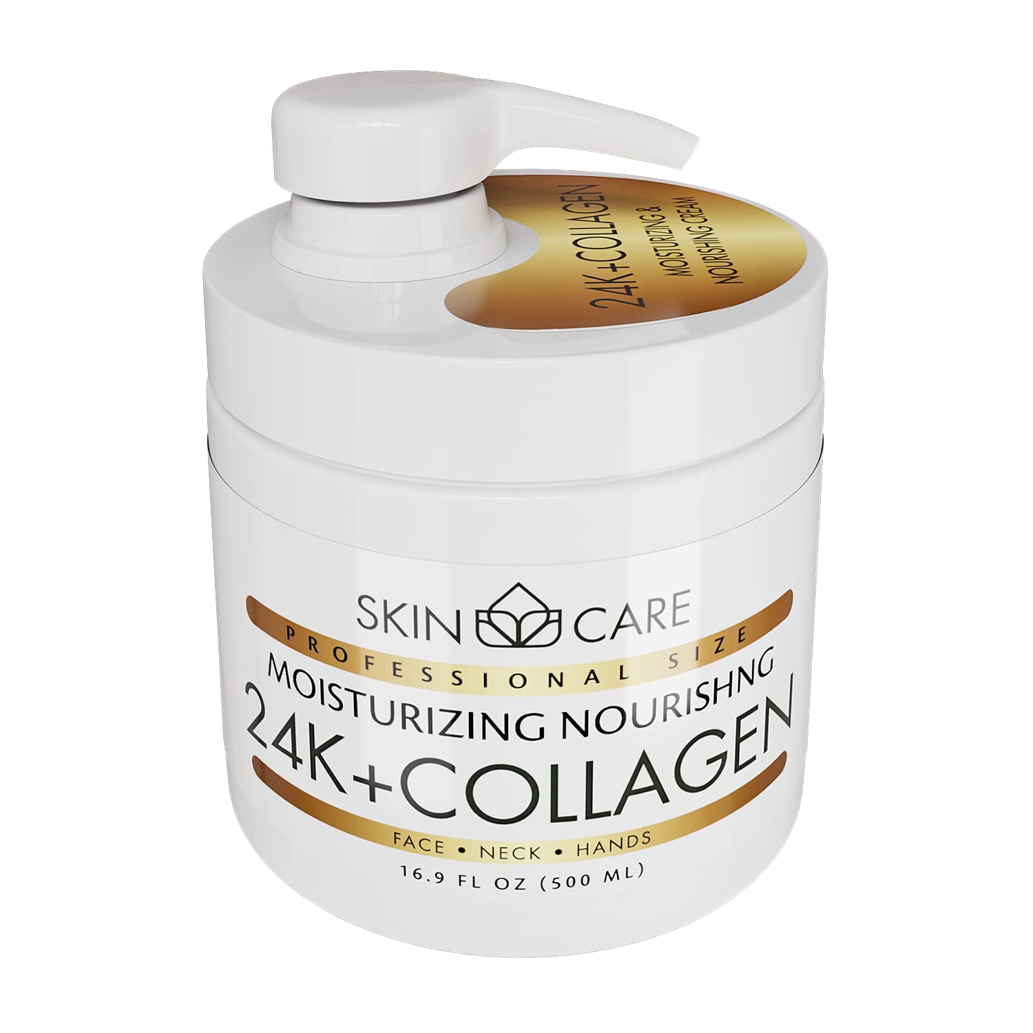 Skin Care 24K Gold & Collagen 3-in-1 Moisturizer Face Cream, Neck and Hands – Treatment for Crepey Skin, Wrinkles and Sagging – Daily Lotion for All Skin Types – 16.9 fl. oz.