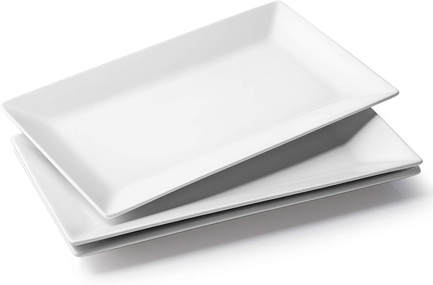 DOWAN 14″ Serving Trays, Serving Platters, Ceramic Serving Platters and Trays, Rectangle Plates, Set of 3, for Weddings, Parties, Oven, Microwave, Dishwasher, Heat Resistant, Easy to Clean, White