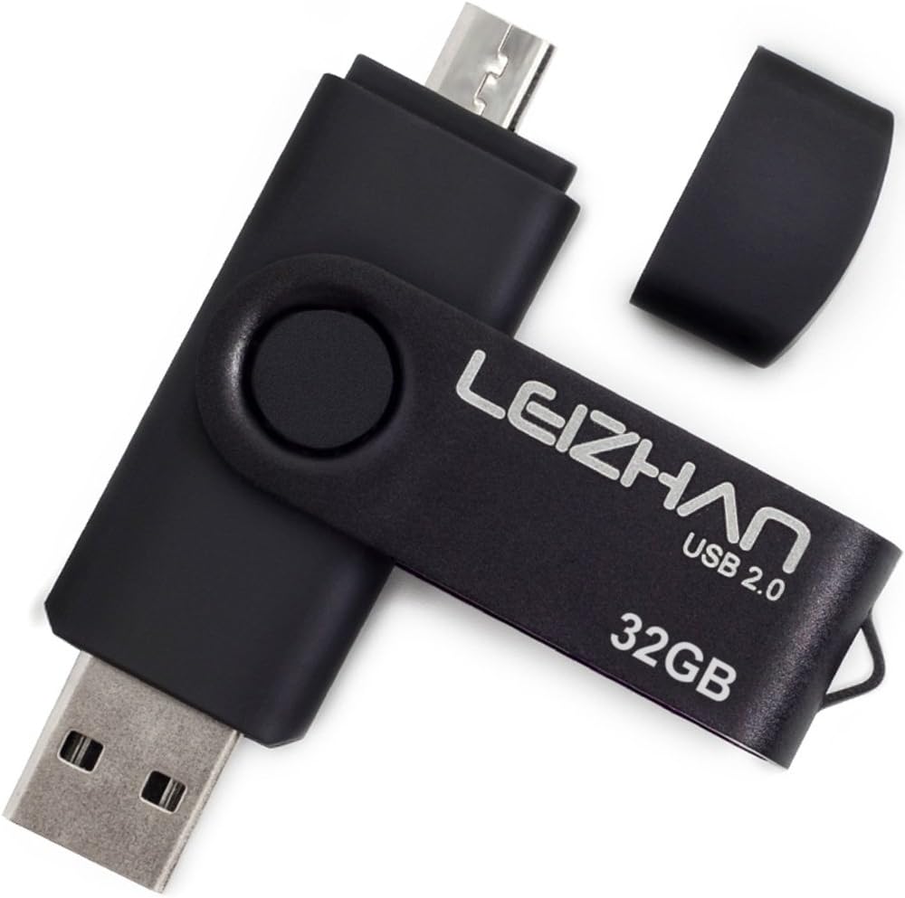 Micro USB Flash Drive OTG Pendrive 32GB, LEIZHAN Micro Thumb Drive Memory Stick USB Drive Gift Jump Drive Compatible for Android OTG Micro Smart Phone/Tablets/PCs, Black