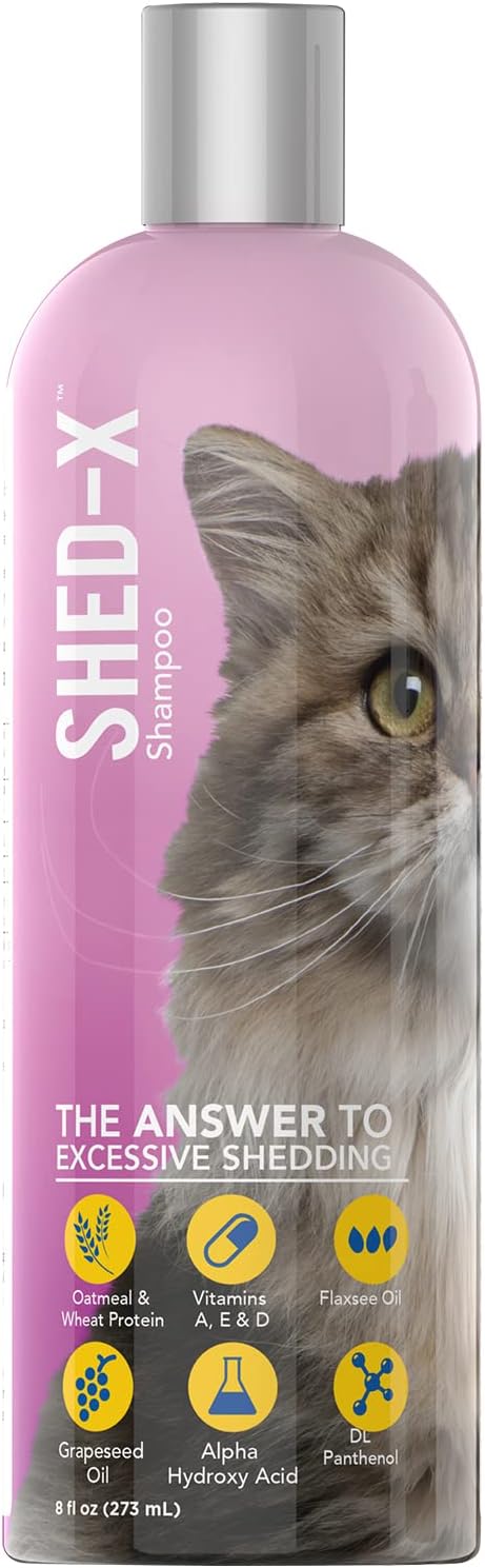 Shed-X Shed Control Shampoo for Cats, 8 oz – Reduce Shedding – Shedding Shampoo Infuses Skin and Coat with Vitamins and Antioxidants to Clean, Release Excess Hair and Exfoliate