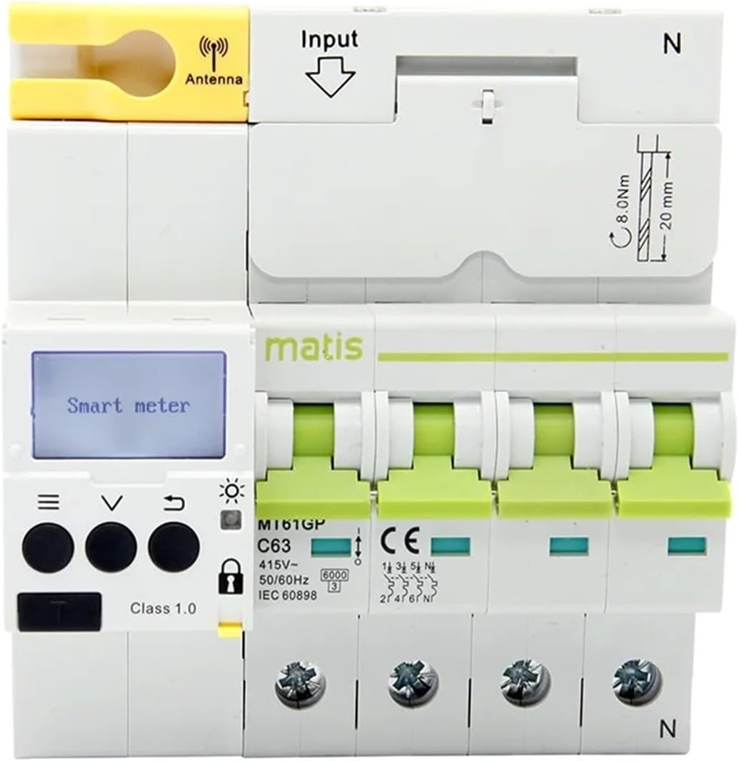 Matis 3 Phase Meter 80A WiFi Breaker MT61WF AIOT Power Meter with MCB