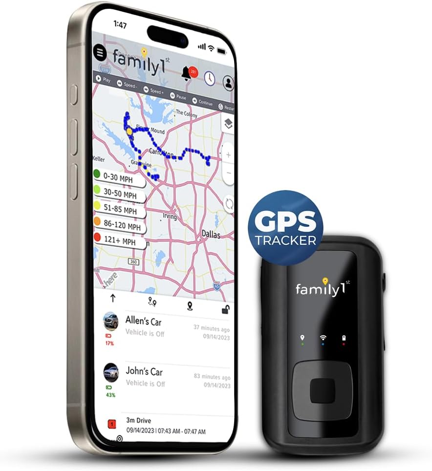 Family1st Portable Automobile GPS Trackers for Vehicles, Cars, Loved Ones, Real Time Tracking App, Up to 30 Days Battery Life, Hidden Tracking for Theft Protection & Subscription Needed.