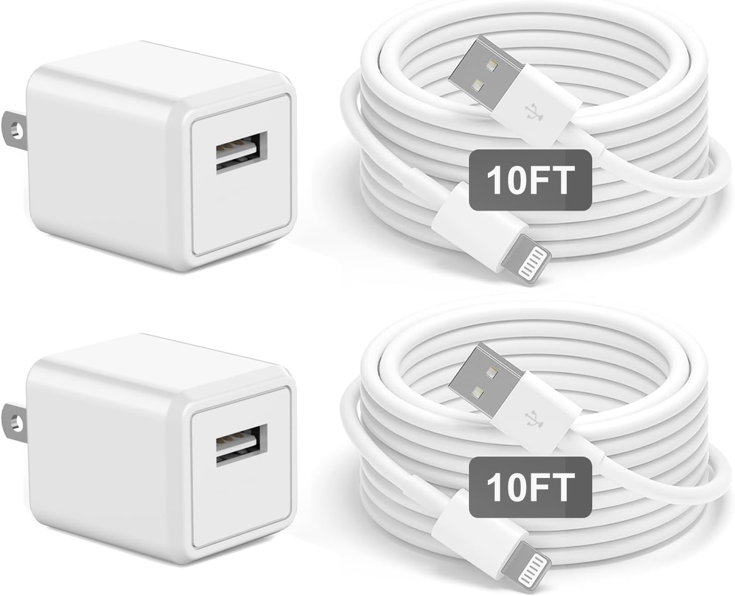 iPhone Charger, [Apple MFi Certified] 2 Pack iPhone Charger Data Sync Transfer Lightning Cable with Travel USB Wall Charger Block Compatible with iPhone 13/12/11 Pro/SE/XS/X/XR/8/7/iPad/AirPods