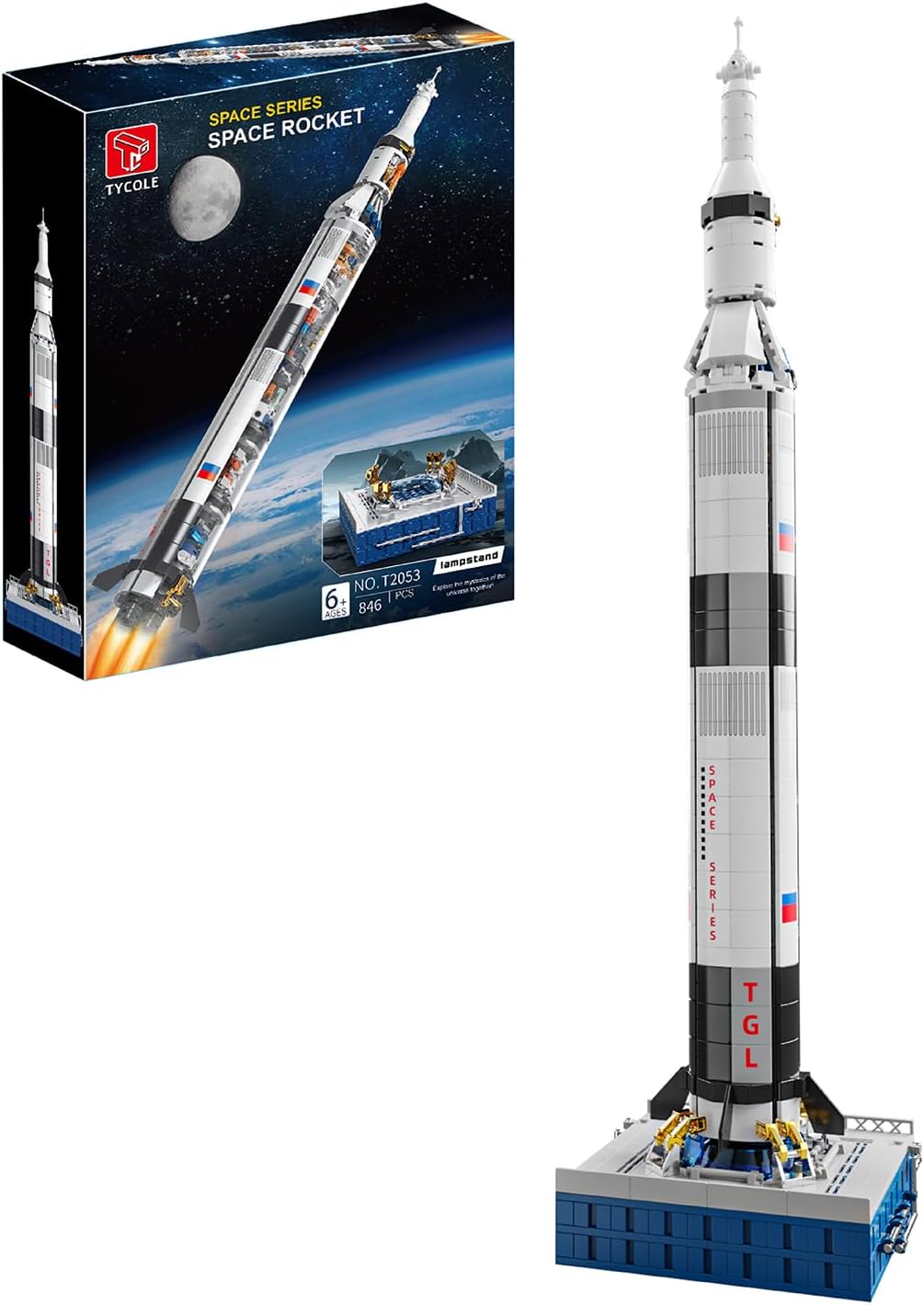 TYCOLE Space Rocket Building Toy Set,Translucent Design Spacecraft Building Block Kit,Spaceship Collectors Building Set with Launch Stand,Christmas Birthday Gift for Adults and Kids 8+(846PCS)