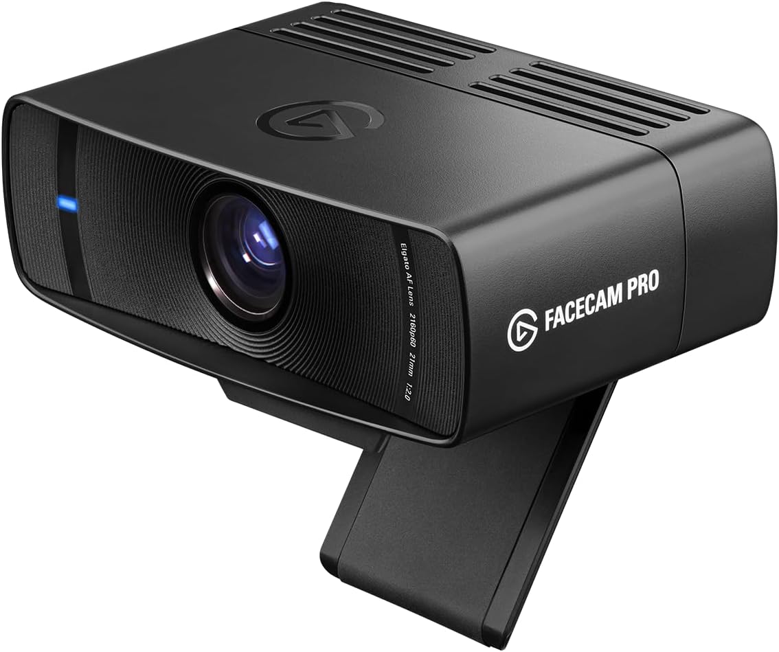 Elgato Facecam Pro, True 4K60 Ultra HD Webcam for Live Streaming, Gaming, Video Calls, Advanced Light Correction, DSLR Style Control, Wide Angle, Works with OBS, Teams,Zoom, PC/Mac, Black