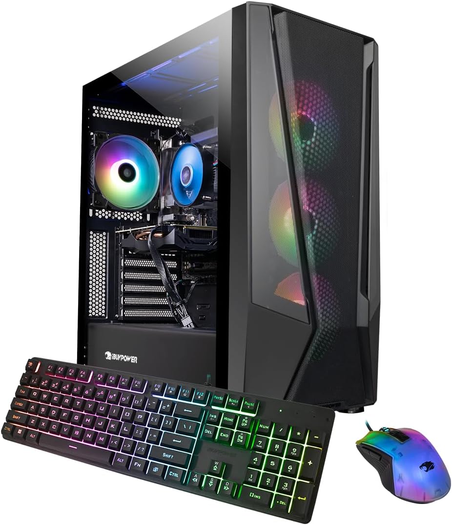 iBUYPOWER TraceMesh Gaming PC Computer Desktop TRACEMESHI3N3501 (Intel Core i3 13100F, RTX 3050 8GB, 16GB DDR5 5200 RGB (16×1), 500GB NVMe SSD, WiFi Ready, Windows 11 Home)