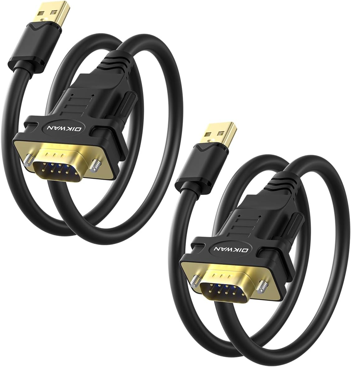 USB to RS232 Serial DB9 Male Cable, 2-Pack