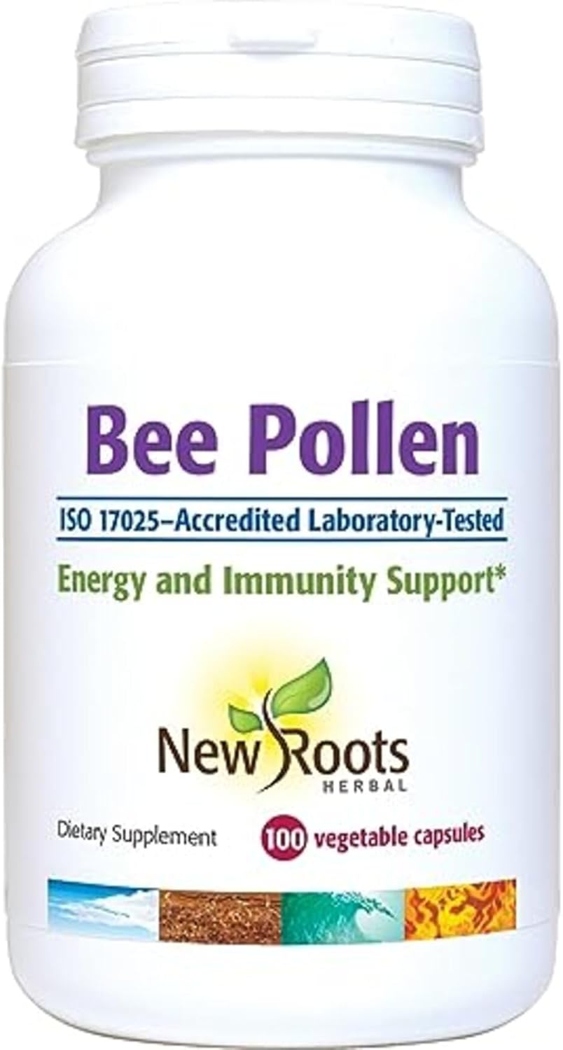 New Roots | Bee Pollen Capsules 1000mg | All Natural Bee Pollen Supplement (100 Count) Rich in Minerals, Vitamins & Essential Amino Acids for Antioxidant Support and Bee Vitality | Non-GMO