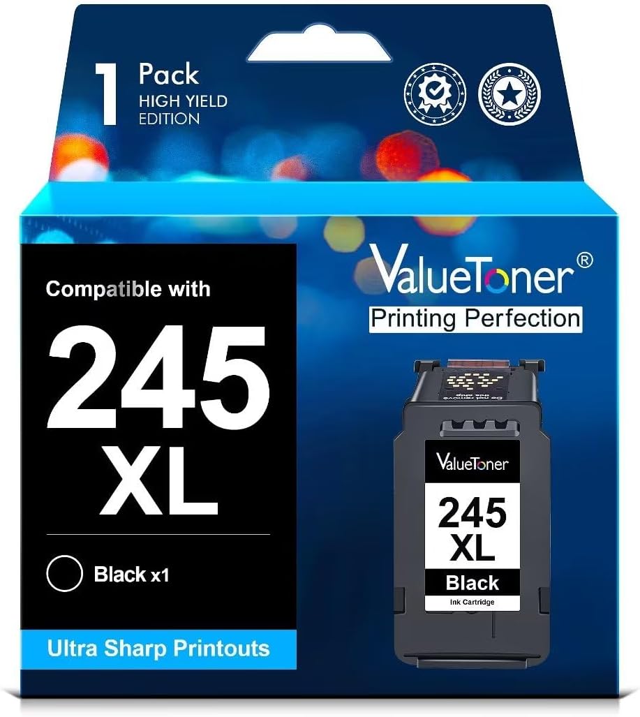 Valuetoner 245XL Replacement for Canon Ink Cartridges 245XL Black Ink 245 PG-245XL PG-243 243 to use with Pixma TR4520 TR4527 MX492 MX490 MG2520 MG2522 MG2920 MG3022 TS202 TS302 TS3320 TS3322 Printer