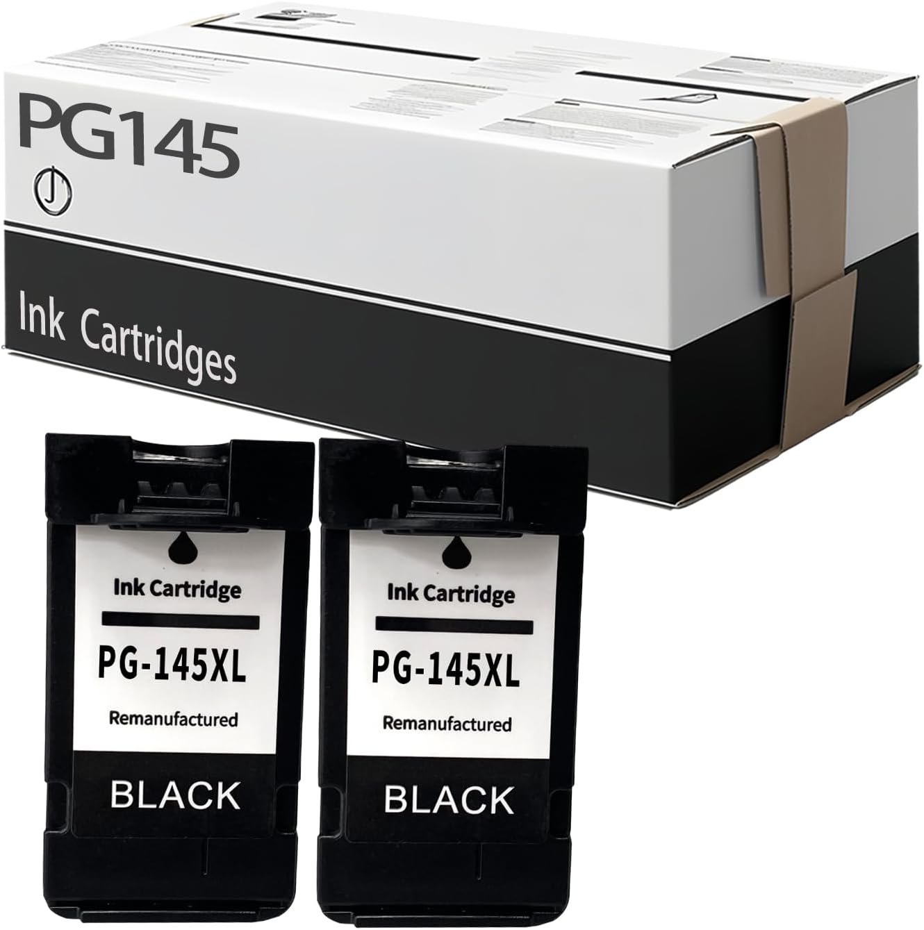 PG145 CL146 High Yield Ink Cartridges Replacement Compatible for Canon Pixma IP2820 MX491 MG2410 2510 2910 3010 TS201 301 3110 TR4510 Printer (2 Pack Black)