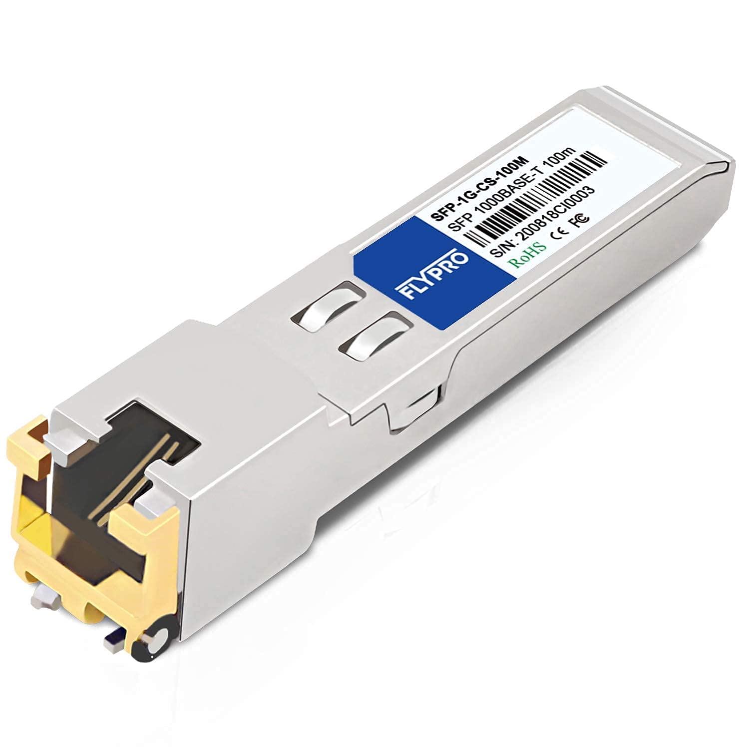 FLYPROFiber- SFP to RJ45 1000Base-T, 1.25G Copper Module, Ethernet Transceiver for Cisco GLC-T/SFP-GE-T,Meraki, Ubiquiti UF-RJ45-1G, MikroTik, Netgear, Supermicro, Broadcom, D-Link, TP-Link