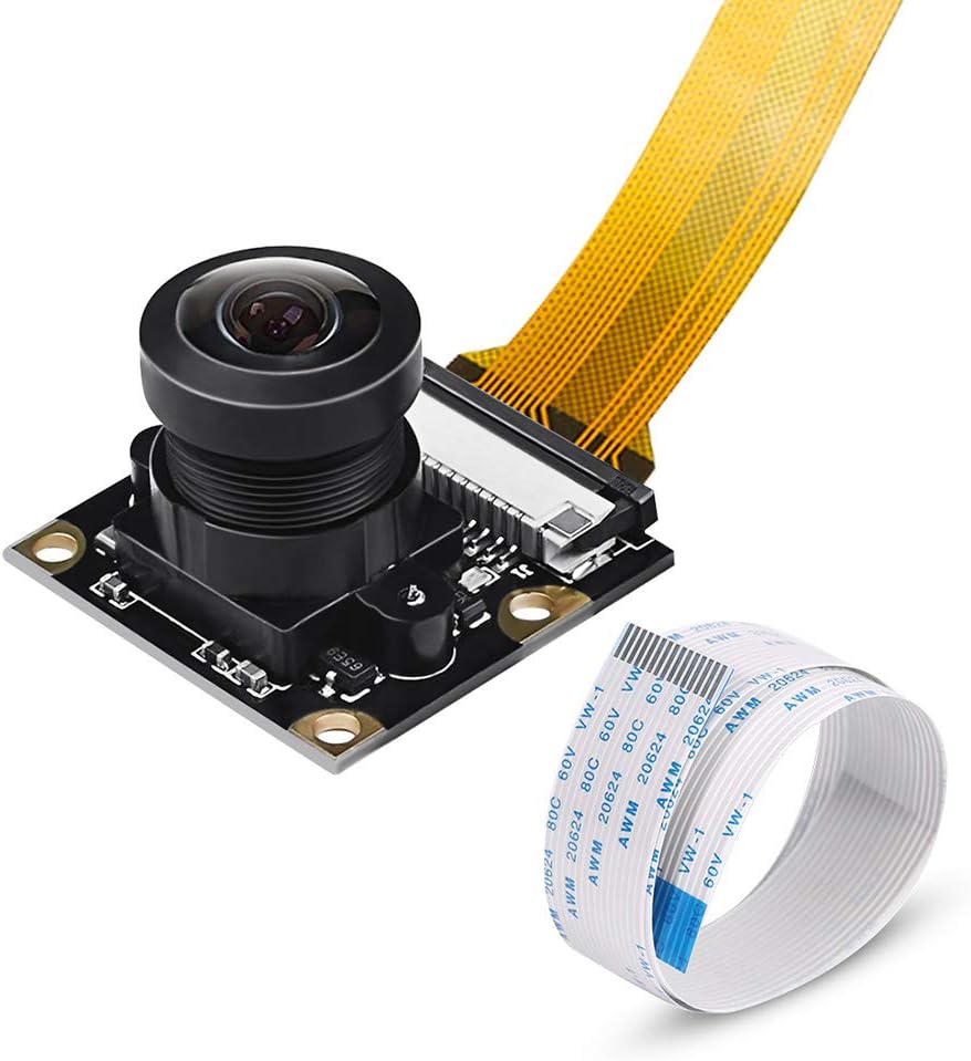 for Raspberry Pi Zero Camera Module 160 FOV 5MP Fisheye Lens Camera Wide Angle 160 Degree OV5647 1080P Sensor HD Video Webcam with Zero Cable for Raspberry Pi Model 4/3 B/B+ A+ RPi 2/1/zero/zero W