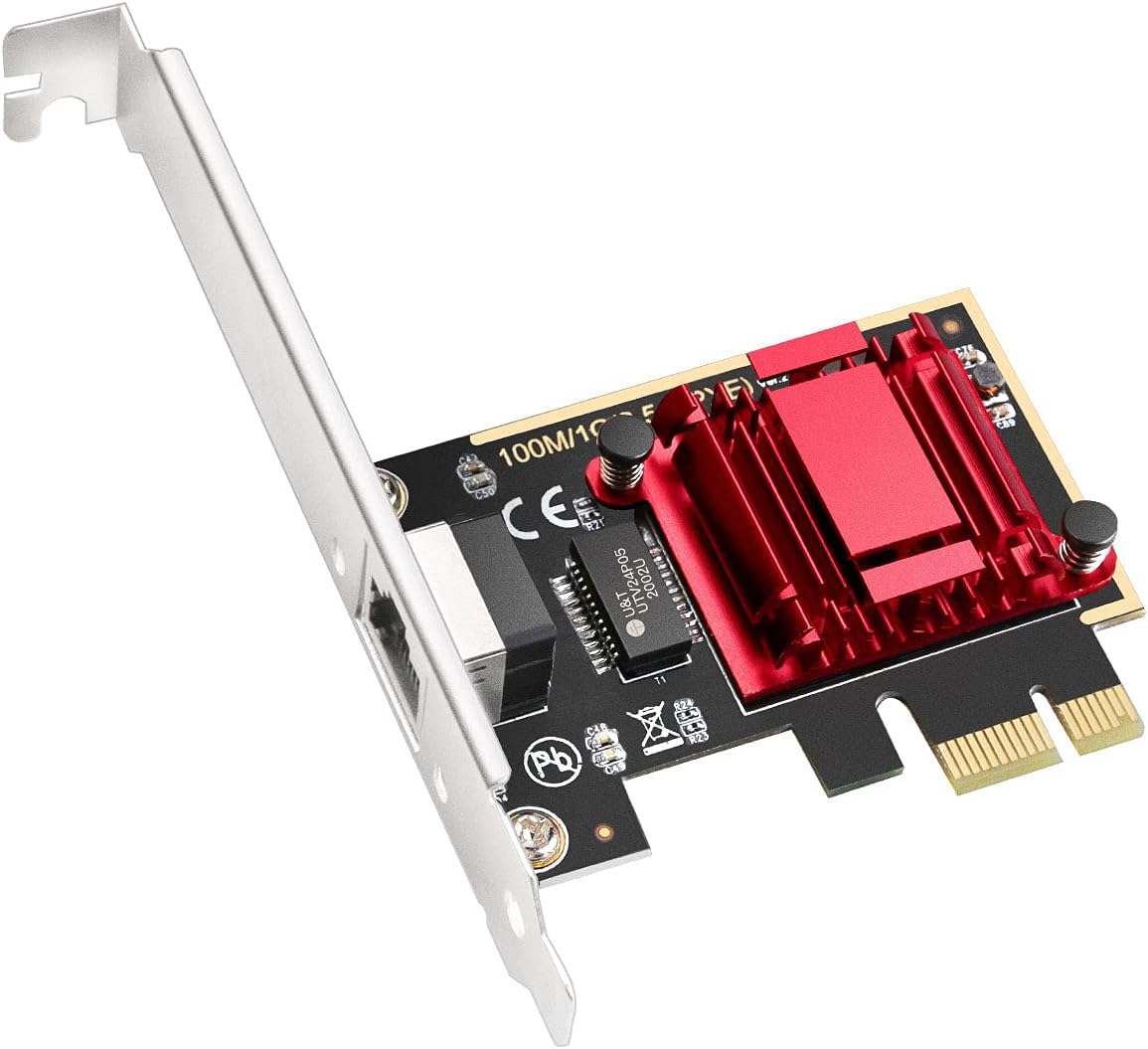 Cudy 2.5Gbps PCI Express Network Adapter, 2.5GBase-T PCIe Card, RTL8125 NIC, Wake on LAN, Flow Control, Low Profile Bracket, Windows 11/10 /8/8.1/7, Windows Server 2012, 2008, Linux PE25