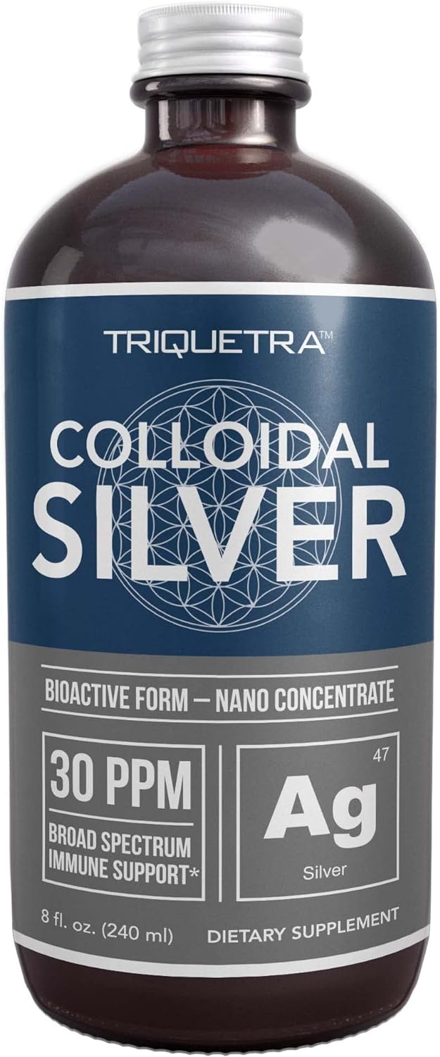 Bioactive Colloidal Silver – 8 oz, Glass Bottle, Vegan, Safe Doses with Highest Effectiveness – Nano Ions, 30 PPM – Immune Support (48 Servings)