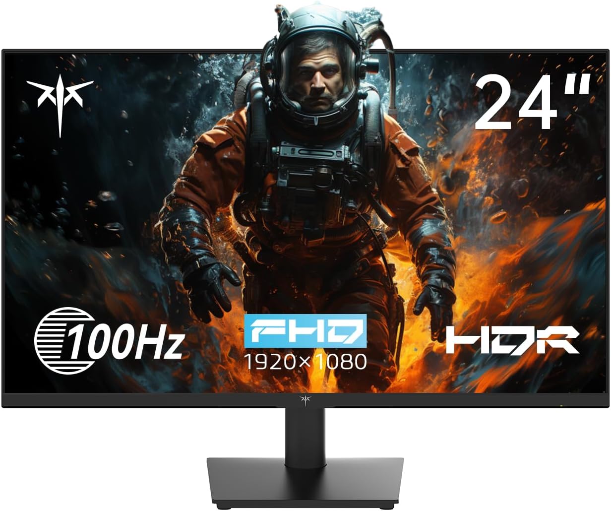 KTC 24 Inch 1080P Full HD Computer Monitor, 100Hz HDR10 Frameless Gaming Monitor with Freesync, HDMI & VGA Ports PC Monitor for Working, VESA, Tilt Adjustable, Eye Care