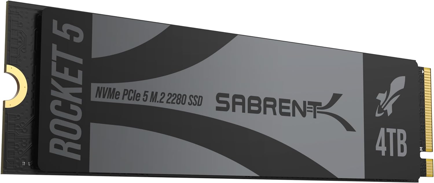 SABRENT Rocket 5 4TB Advanced Performance Internal M.2 PCIe GEN 5 14GB/s X4 NVMe SSD (SB-RKT5-4TB)