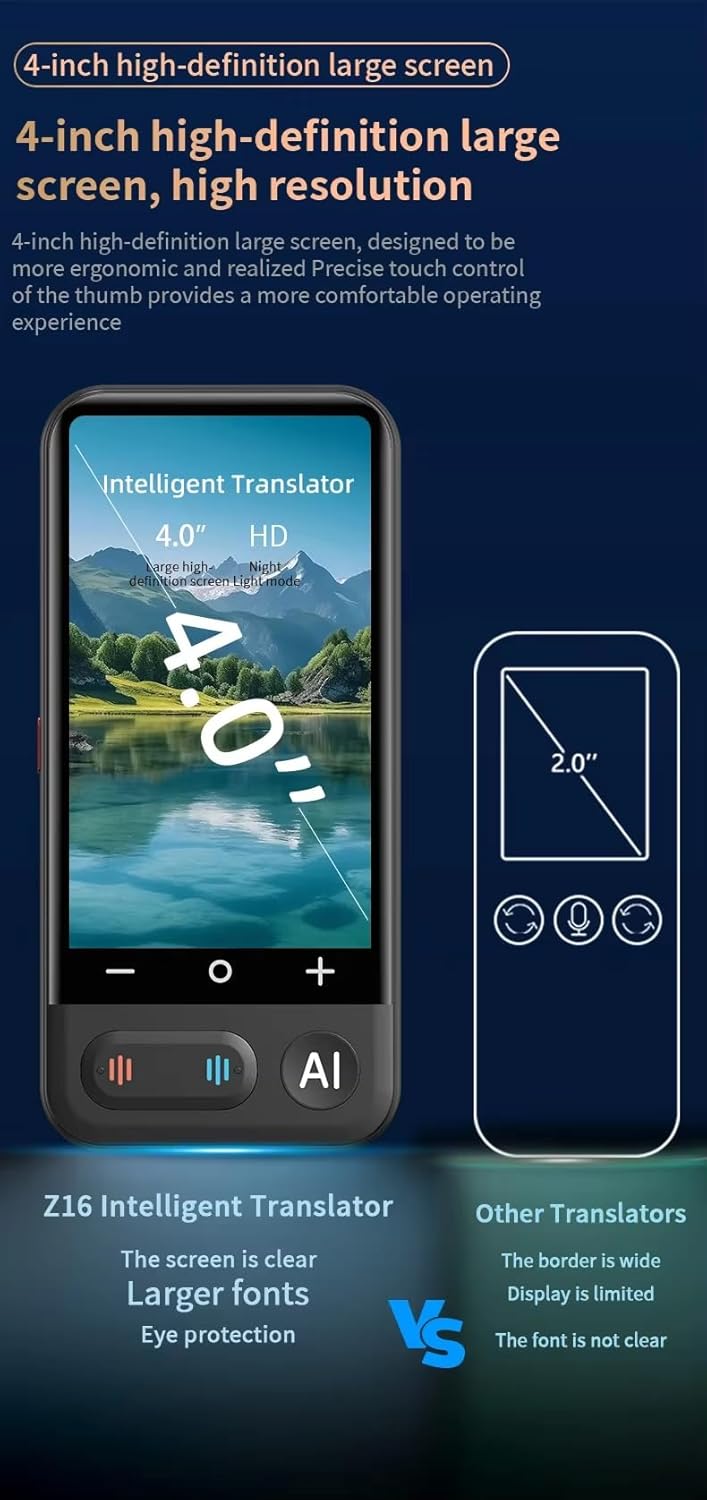 AI Voice Language Translator Device AI Writing Intelligent Instant Real-time Offline Translation no WiFi,Smart Recording,Photo,Group Translation Machine, Support 139+ Languages for Traveling Learning