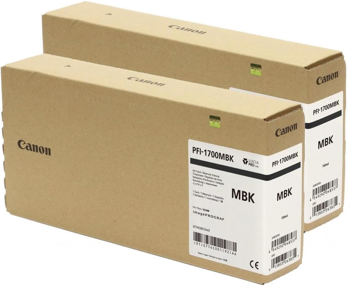 Canon PFI-1700 Pigment Ink Tank (2-Pack, Matte Black) in Retail Packaging