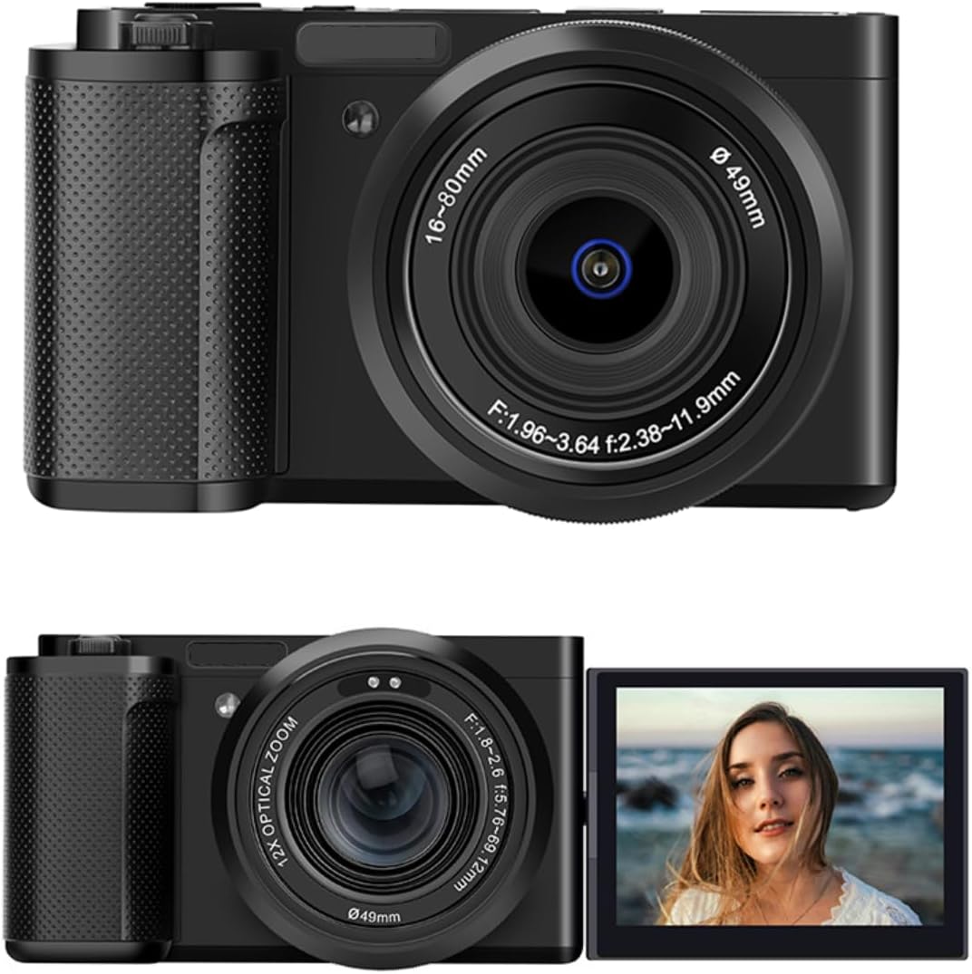 5K HD Digital Camera, 64MP 5X Optical Zoom Professional Cameras for Photography, Vlogging Camera for YouTube, 3.2in 270° Rotatable Touchscreen Mirrorless Camera, Compact Camera