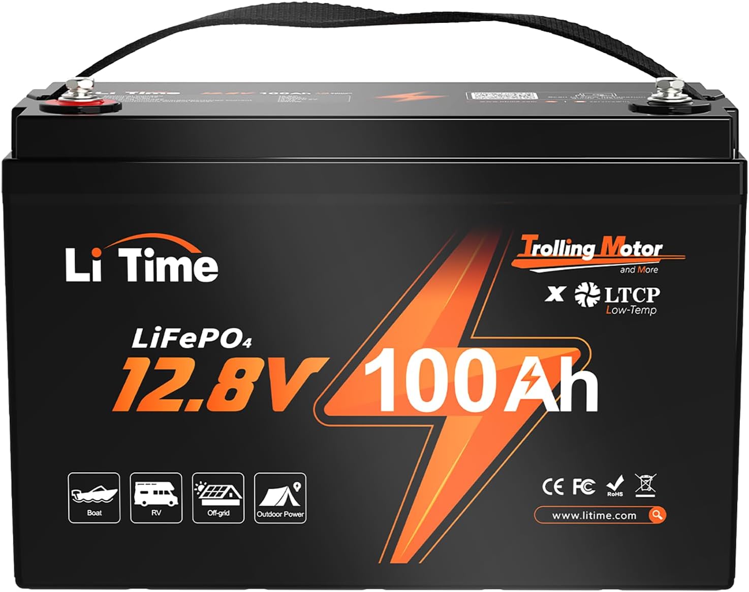 LiTime 12V 100Ah Lithium Battery, Up to 15000 Cycles LiFePO4 Battery, Perfect for RV, Marine/Trolling Motors, Home Energy Storage (100A BMS, Group 31)