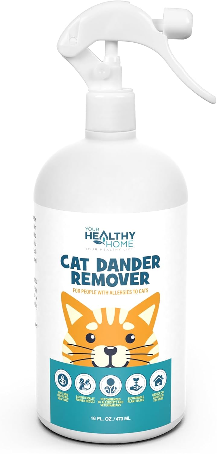 Cat Dander Remover – Cat Allergy Spray| Natural Cat Allergy Relief for Humans |Cruelty Free & Made in USA (16 oz + Free Mitt & Ebook)