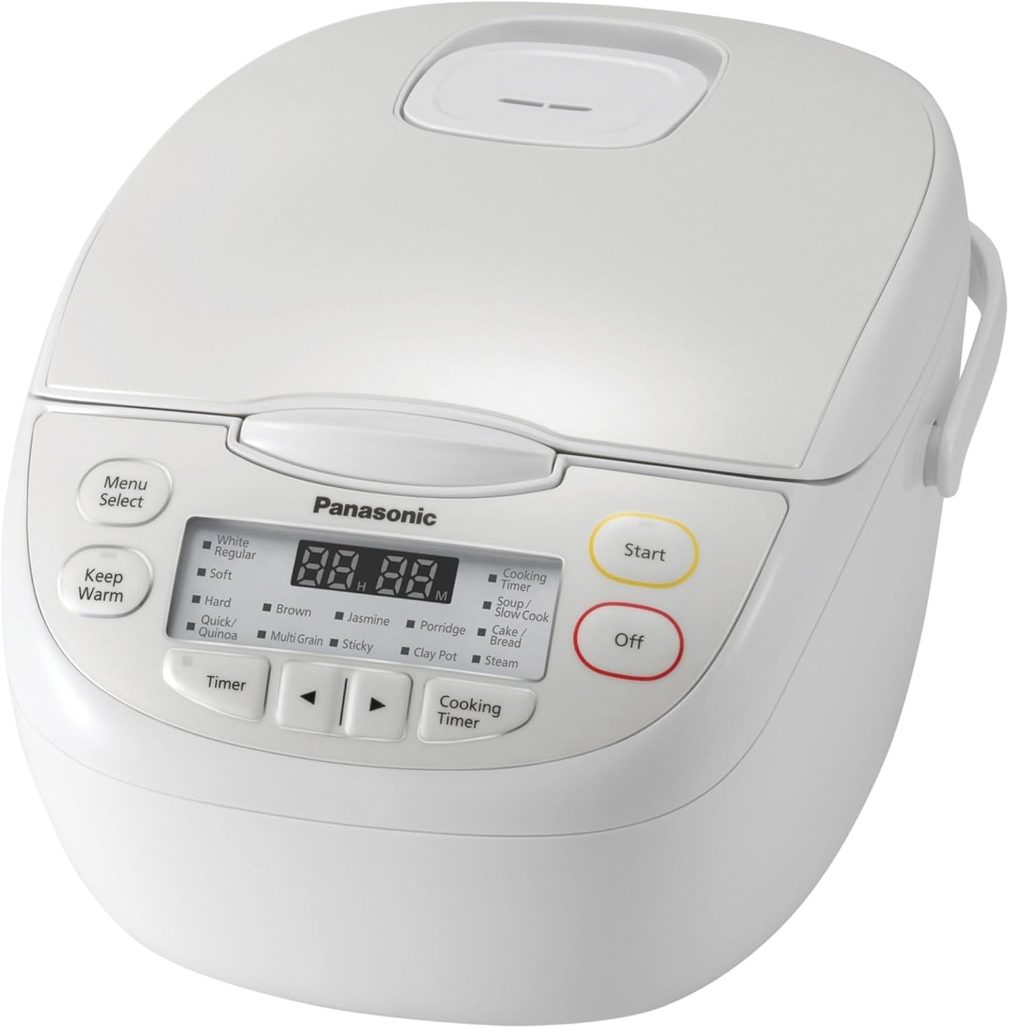 Panasonic 5 Cup (Uncooked) Rice Cooker with Pre-Programmed Cooking Options for Brown Rice, White Rice, and Porridge or Soup – 1.0 Liter – SR-CN108 (White)