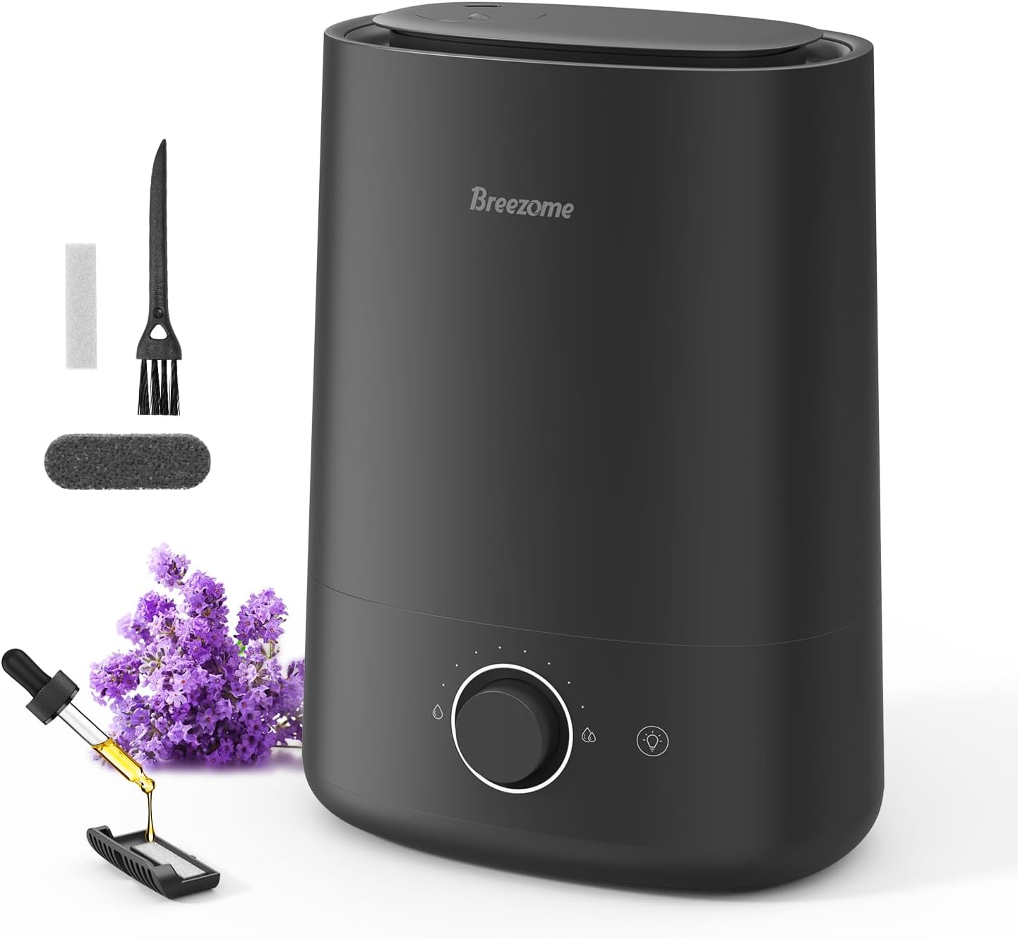 BREEZOME 5L Humidifiers for Bedroom Large Room, Cool Mist Top Fill Humidifiers & Essential Oil Diffuser, Quiet Ultrasonic Humidifiers for Baby Nursery, Plants，50 Hr Run Time, 360°Nozzle, Auto Shut-Off