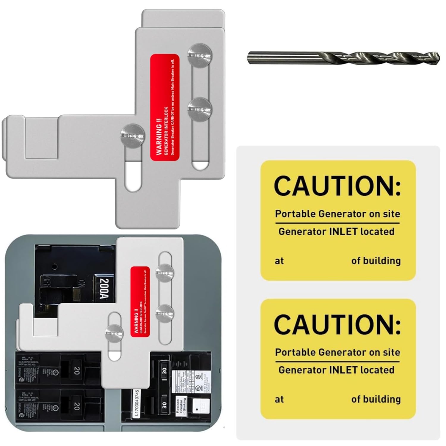 Generator Interlock kit Compatible with Siemens or Murray 150 amp or 200 amp Panels,7/8-1 1/4 inches Spacing Between Main & Branch Breaker,Professional and Interlock Kit (1set)