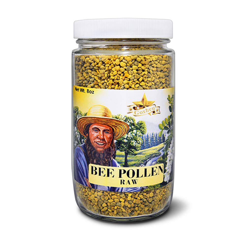 Goshen Amish Country Honey Extremely Raw BEE POLLEN Whole Granules Bee Pollen – 100% Pure Natural Health Benefits – Unfiltered | 8 Oz (Glass Jar)