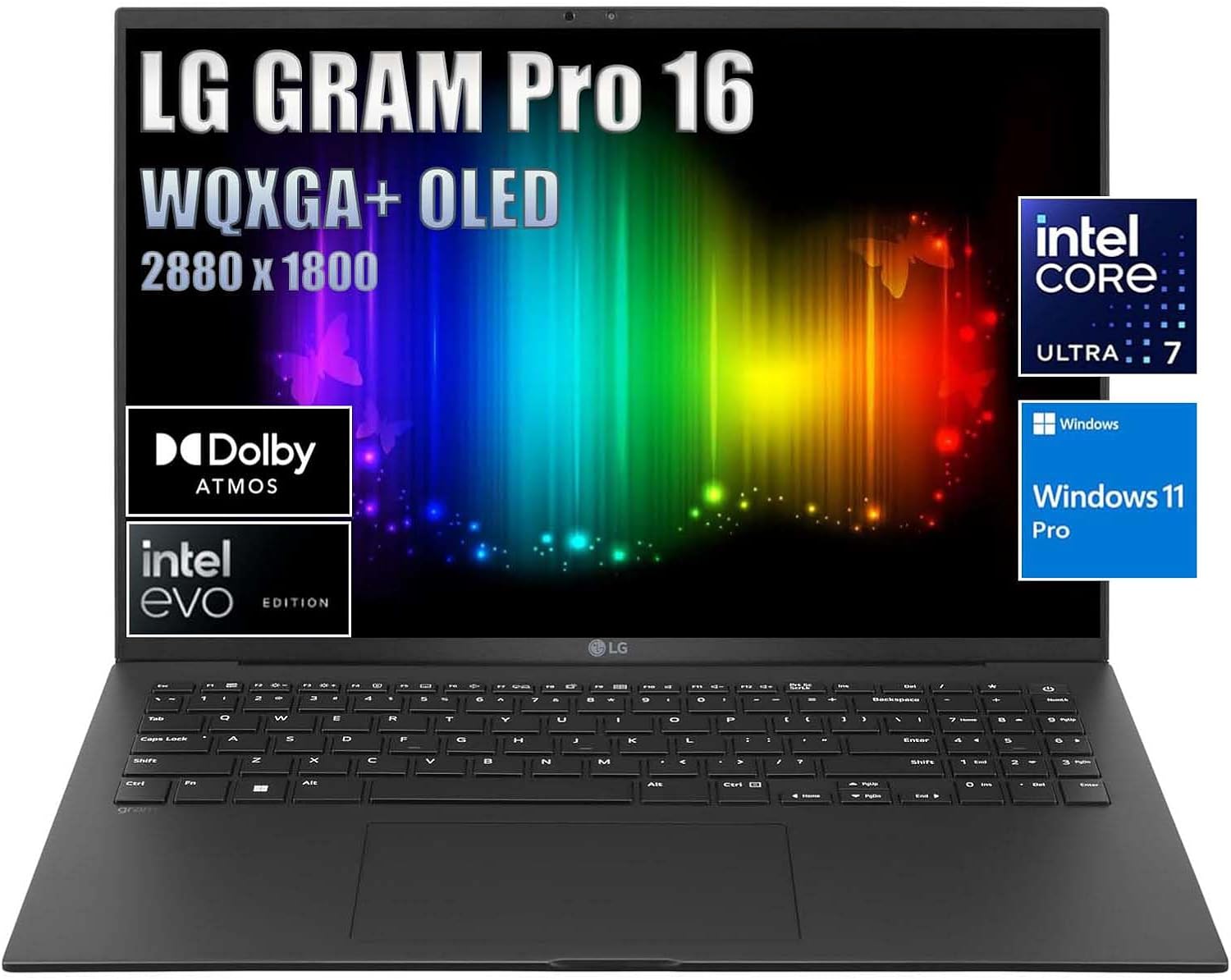 LG gram Pro 16-inch OLED Thin and Lightweight Bussiness Laptop, WQXGA+ 2880 x 1800, Intel Core Ultra 7(16 Core up to 4.8GHz), NVIDIA RTX3050, 32GB RAM, 8TB SSD, Windows 11 Pro, with 5ave Accessories