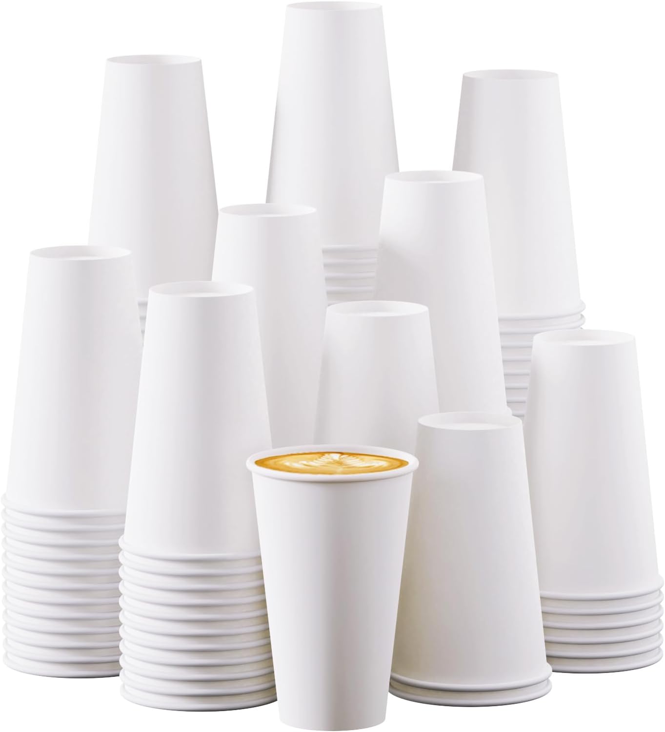 Turbo Bee Disposable Paper Coffee Cups 16oz, 210 Pack White Paper Cups,Disposable Hot Drinking Cups