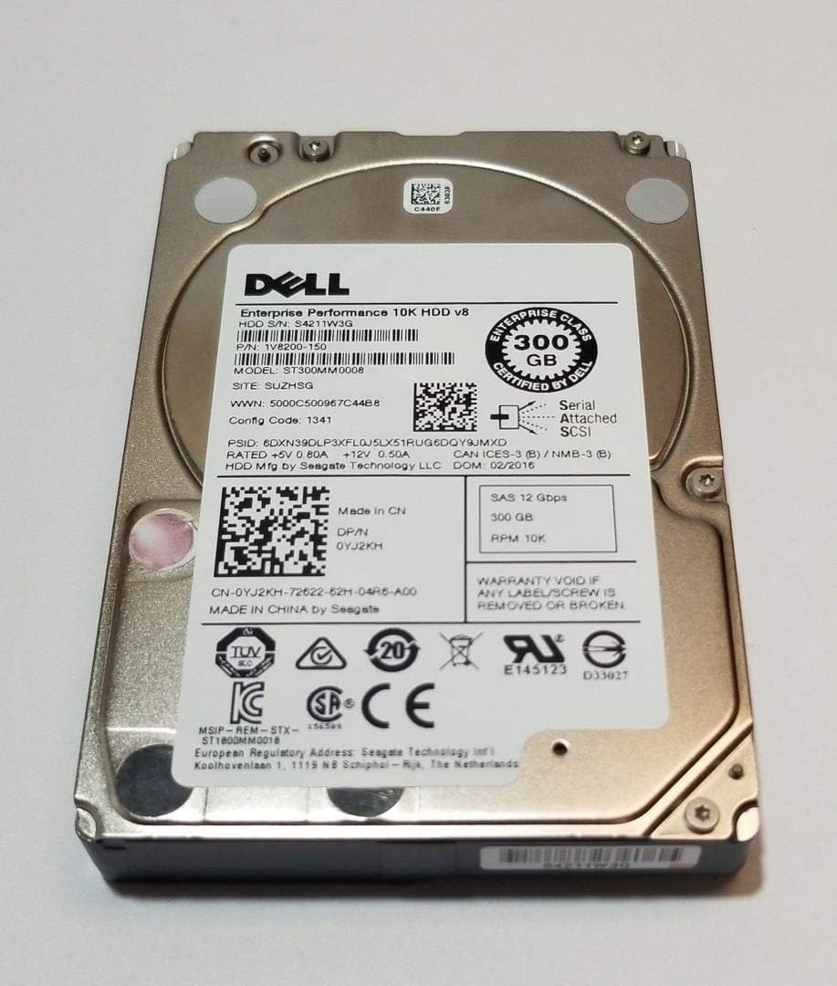 Seagate 300GB HDD 10K RPM 2.5″ 12Gb/s SAS Hard Disk Drive Model: ST300MM0008 DP/N: YJ2KH