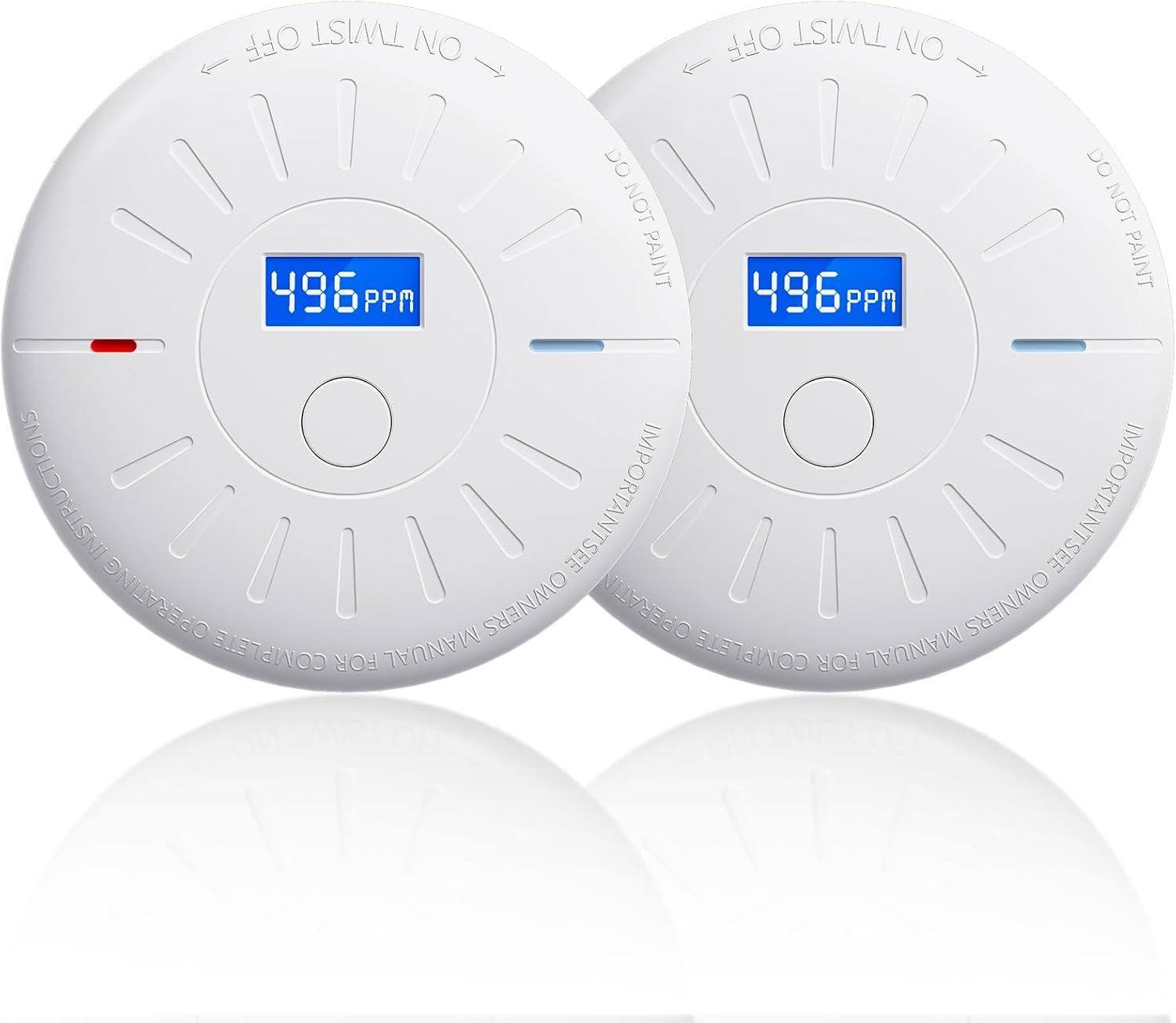 2 Pack 10 Year Battery Operated Smoke and Carbon Monoxide Detector, Portable Fire Co Alarm for Home and Kitchen (White)