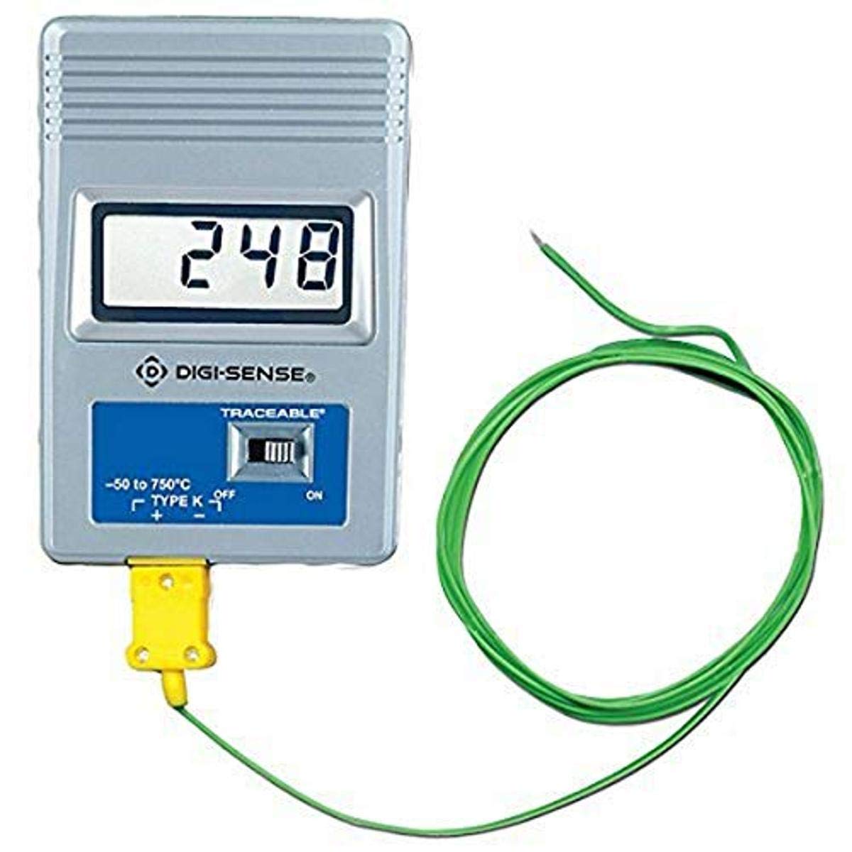 Traceable Calibrated Remote-Monitoring K-Type Thermocouple Thermometer, –50 to 750 Degrees Celsius, 1 Resolution, Accuracy of 1 Degree Celsius