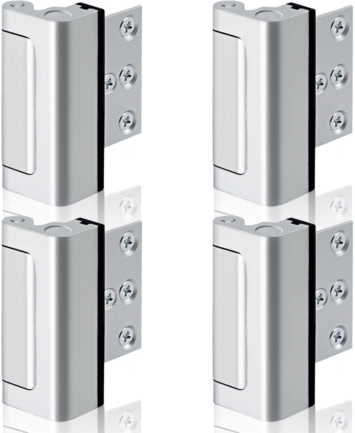 4PACK Home Security Door Reinforcement Lock Childproof, Add High Security to Home Prevent Unauthorized Entry, Frame Lock, Aluminum Construction Finish, Silver