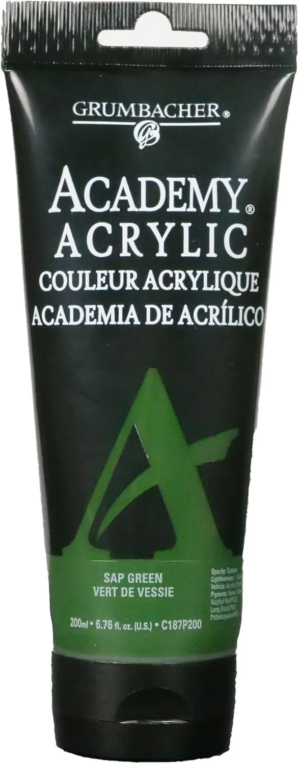 Grumbacher Academy Acrylic Paint, Gloss, 200ml/6.8 oz Plastic Tube, Sap Green (C187P200)