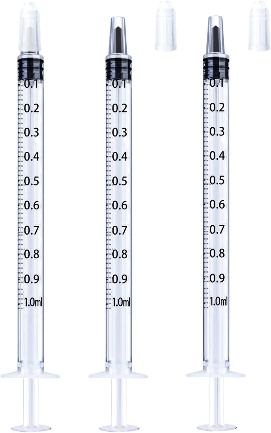 1ml Syringe for Liquid, Oral, Scientific Labs, Measurement, Dispensing, with Cap- 3 Pack 1ml Syringes