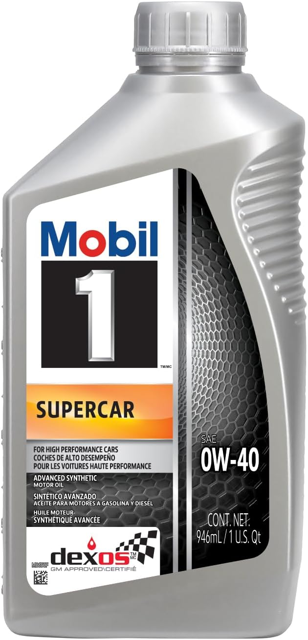 Mobil 1 Supercar Advanced Full Synthetic Motor Oil 0W-40, 6-pack of 1 quarts